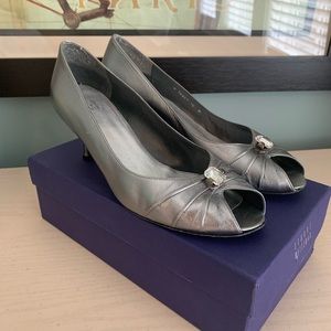 Stuart Weitzman Gemmamid Peep Toe Kitten Heels